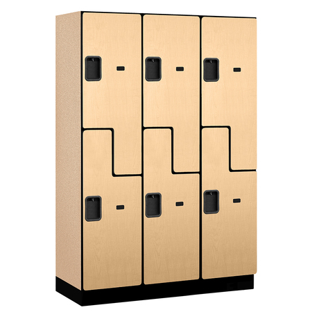 SALSBURY INDUSTRIES 2 Tier 'S' Designer Locker, 54"Wx76"Hx18"D, 6 Door, Maple 18-27368MAP